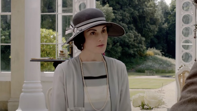 Michelle Dockery as Lady Mary Crawley on the set of Downton Abbey