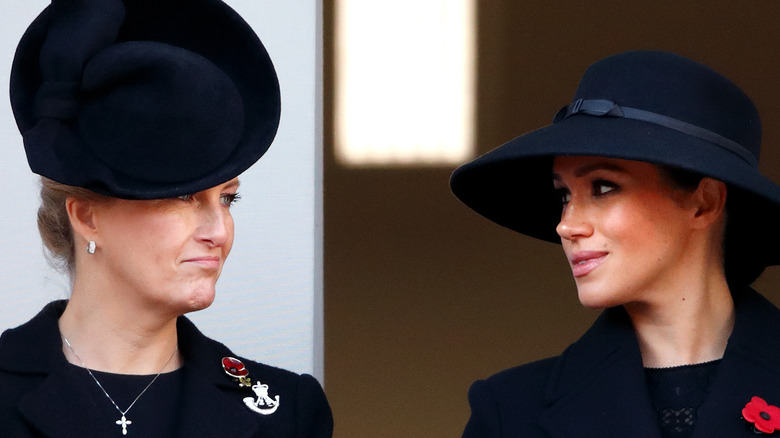 Meghan Markle and Sophie of Wessex wearing black