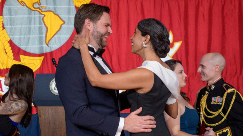 JD and Usha Vance dancing and smiling at each other