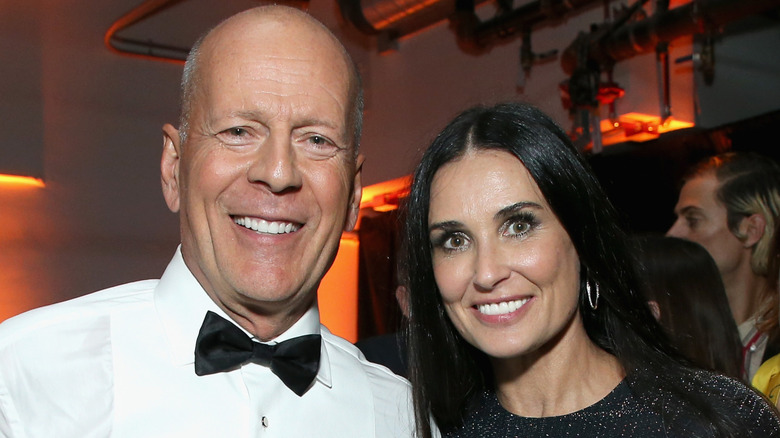 Demi Moore and Bruce Willis smiling in 2018