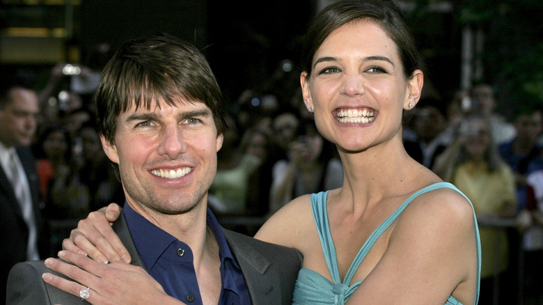 Tom Cruise and Katie Holmes smiling