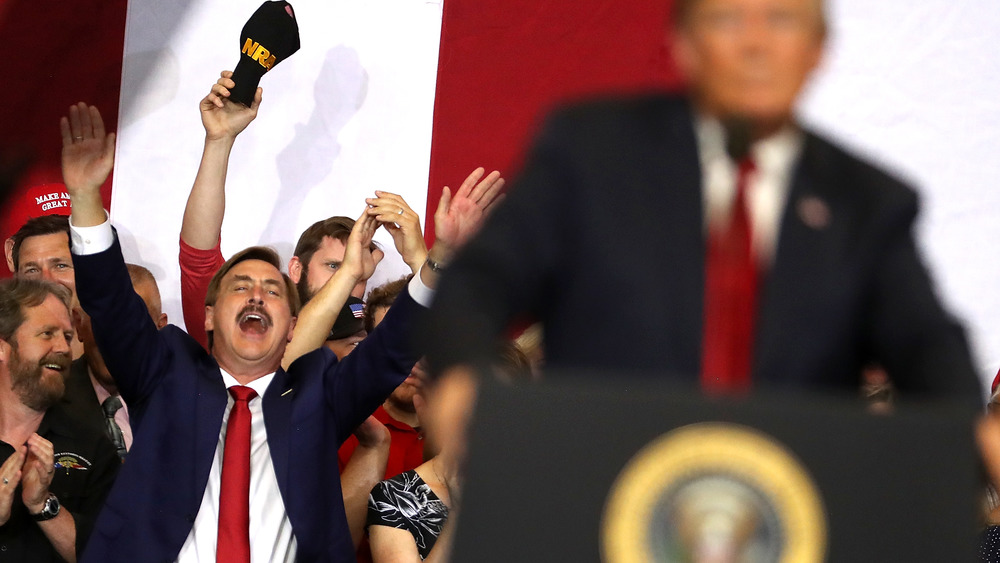 Mike Lindell cheering Donald Trump