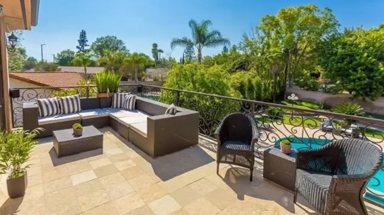 Balcony overlooking Zendaya's pool