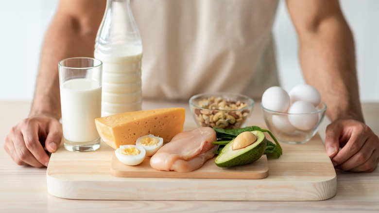 high protein foods on a board