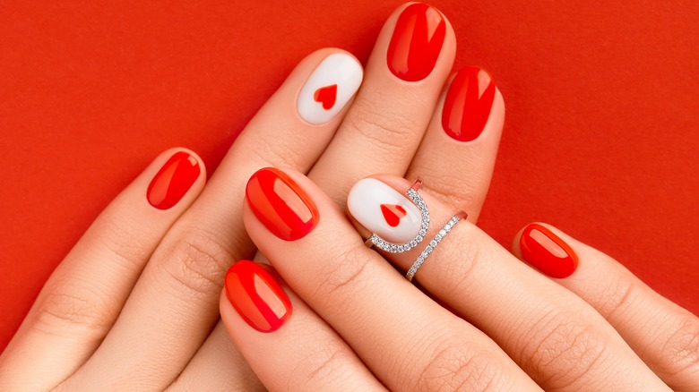 Red and white manicure