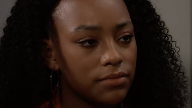 Close up of Sydney Mikayla as Trina on General Hospital