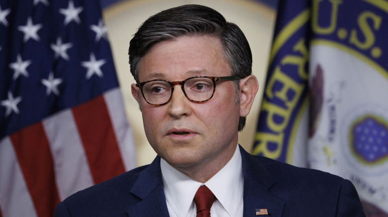 US House Speaker Mike Johnson during a press briefing