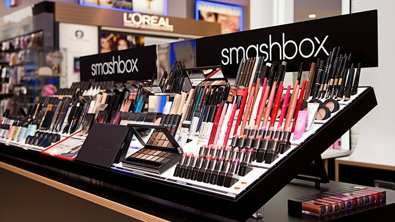 A Smashbox beauty display