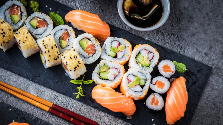 Tray of sushi