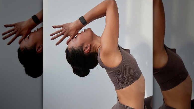 Model wearing Whoop watch 