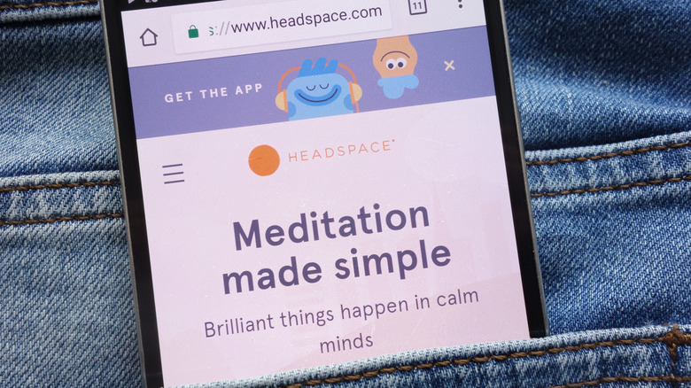 Headspace website open on phone