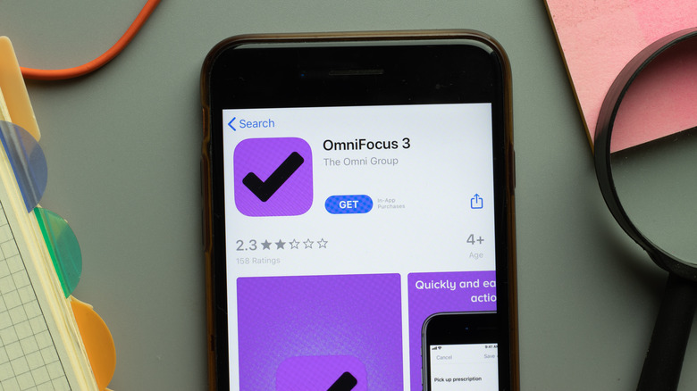 Phone with omnifocus open on screen