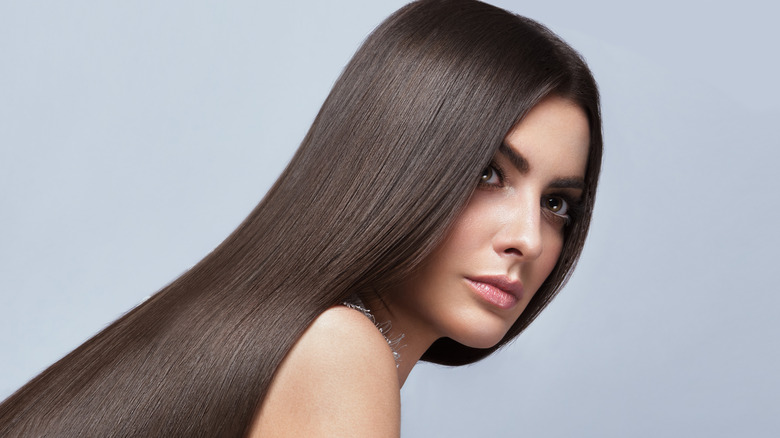 woman with very straight hair
