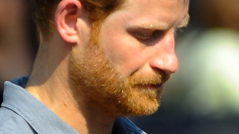 Prince Harry in blue shirt