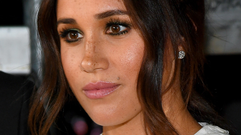 Meghan Markle looking to the side with slight smile