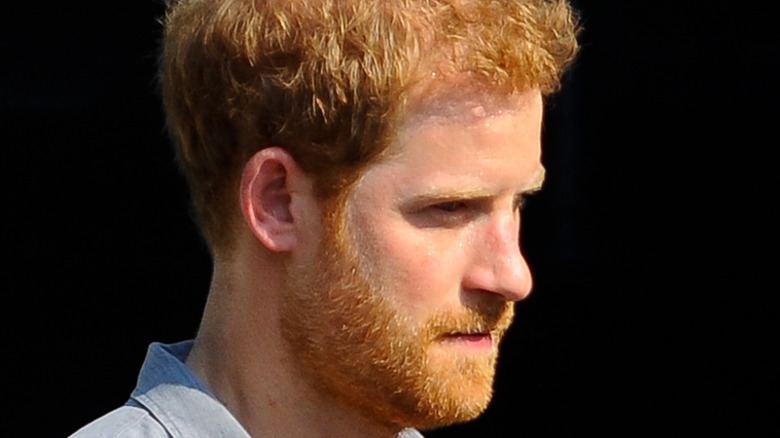 Prince Harry wearing a blue shirt