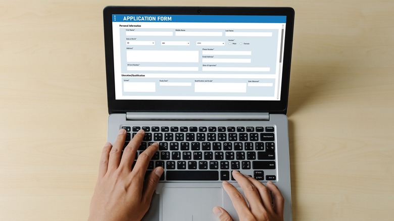 filling out application form 