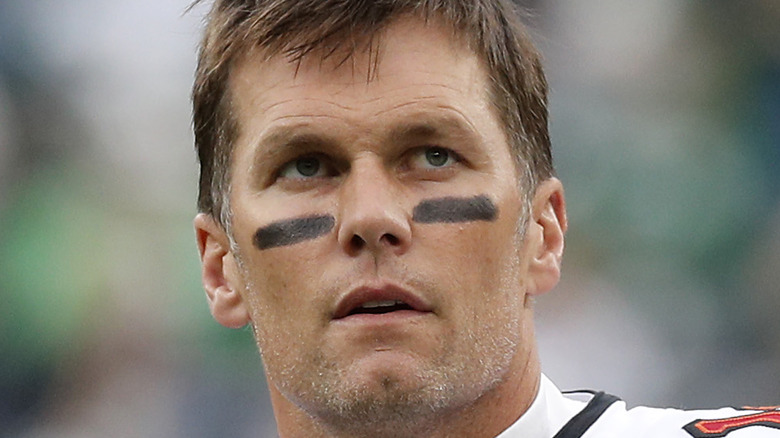 Tom Brady on the football field. 