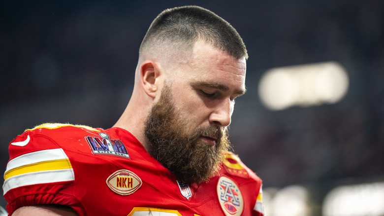 Travis Kelce looking down