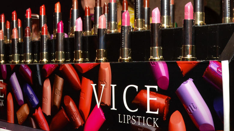 Urban Decay Vice lipstick display in New York in 2016