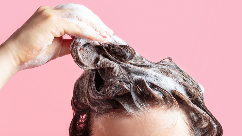 Woman washing her hair