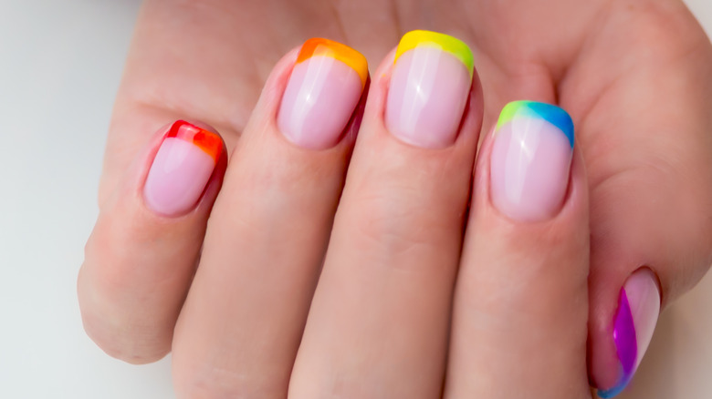 Rainbow tip nail polish