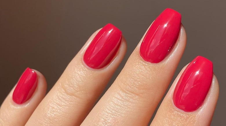 Italian manicure red nail polish 
