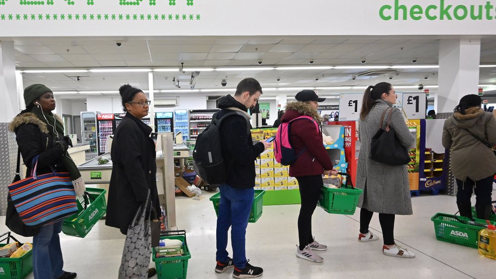 Shoppers lined up