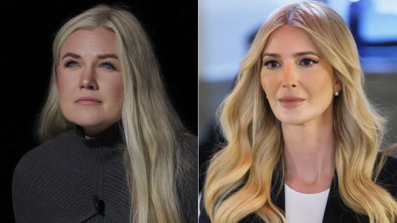 Erika Kirk and Ivanka Trump looking serious in split image