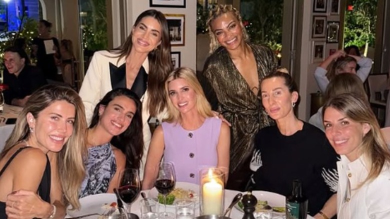 Ivanka Trump smiles while posing with her friends after enjoying dinner at a restaurant (2025)
