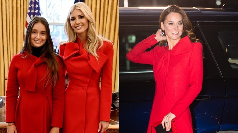 Side-by-side photos of Ivanka Trump with daughter Arabella and Kate Middleton