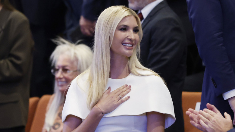 Ivanka Trump placing her hand on her chest