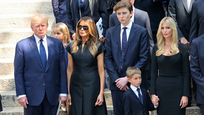 Donald, Melania, Barron, and Ivanka Trump standing together