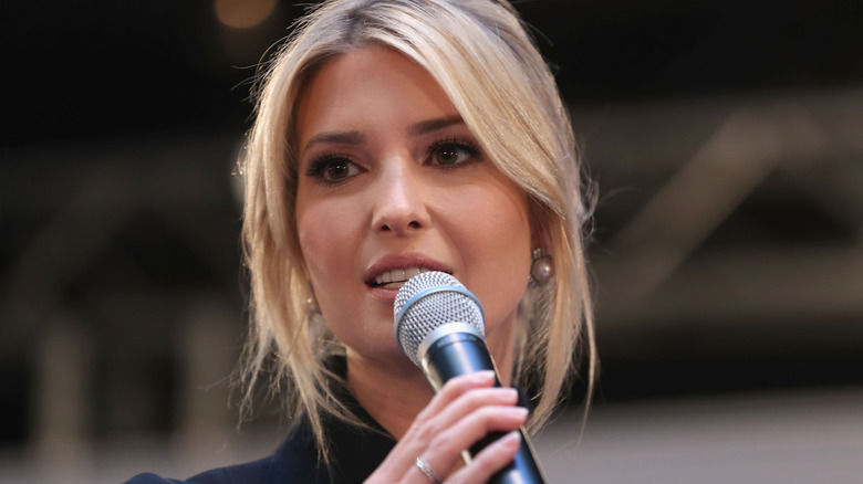 Ivanka Trump speaking into a microphone