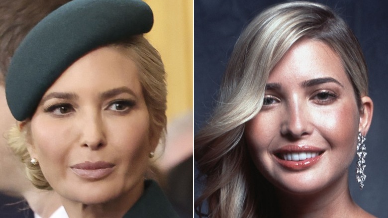 Split image of Ivanka Trump from 2025 and Ivanka Trump from 2002