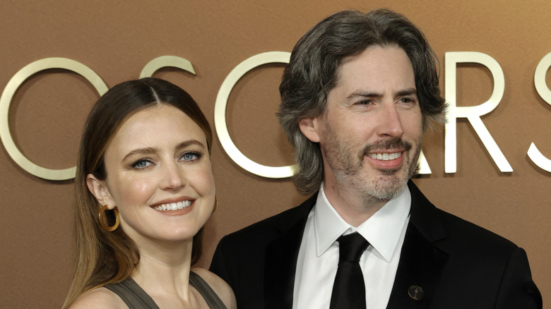 (l-r): Lorraine Nicholson and Jason Reitman posing on the red carpet