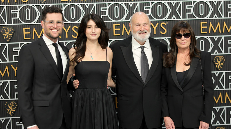 Jake, Romy, Rob, and Michele Reiner on the red carpet together for the Emmy Awards