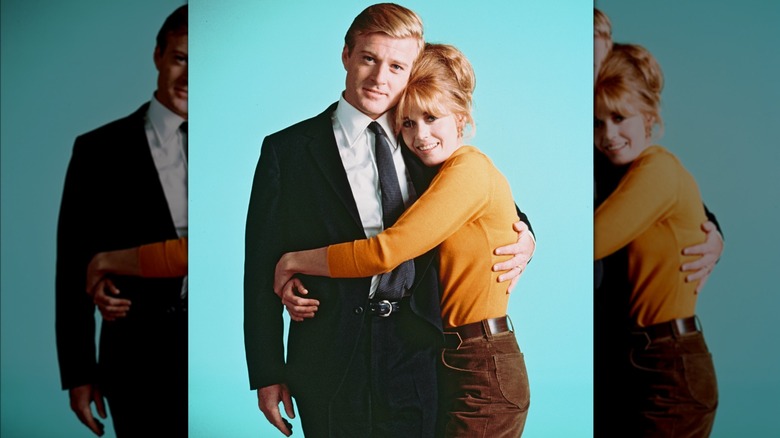 Jane Fonda hugging Robert Redford