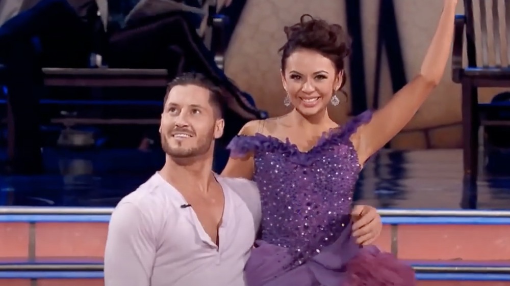Janel Parrish and Val Chmerkovskiy on Dancing with the Stars