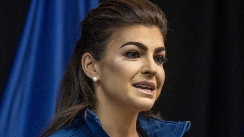 Casey DeSantis speaks during a campaign event in Laconia, NH (2023)