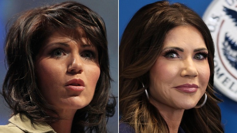 Split image of Kristi Noem from 2011 and Kristi Noem from 2026