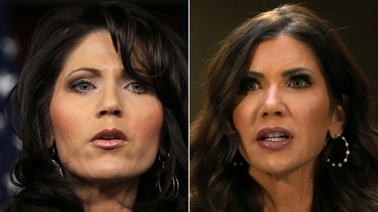 Split image of Kristi Noem from 2012 and Kristi Noem from 2026