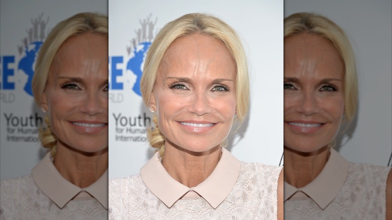 Closeup of Kristin Chenoweth in an all-neutral look