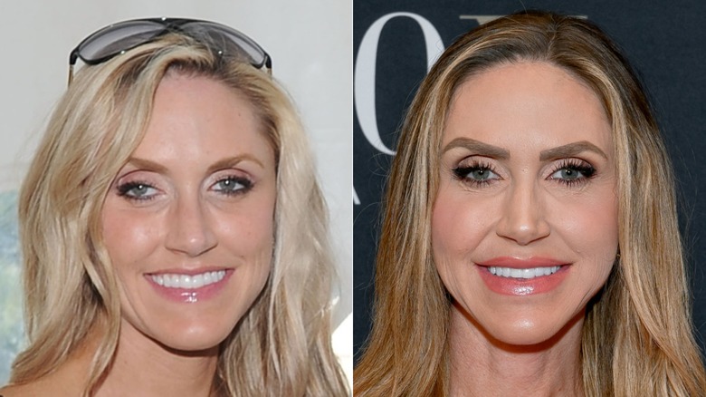 A younger Lara Trump smiling with blonde hair next to her older counterpart.