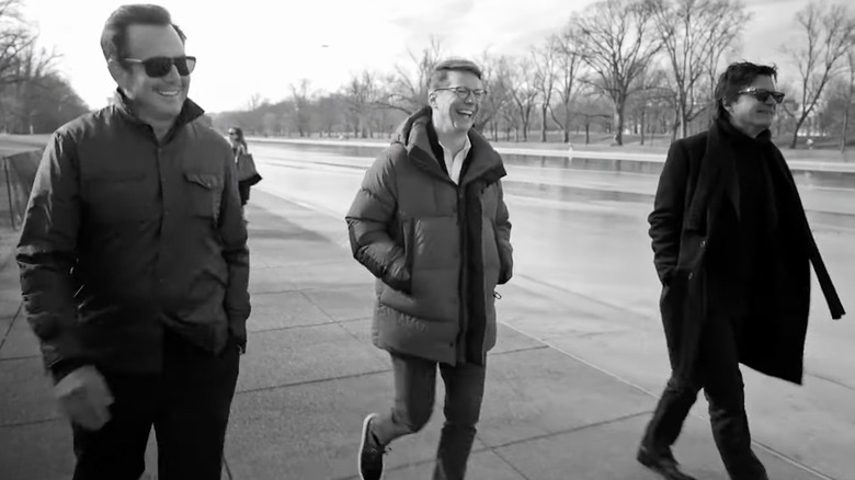 Jason Bateman, Sean Hayes, and Will Arnett walking