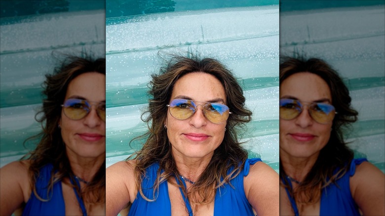 Mariska Hargitay poses by the pool