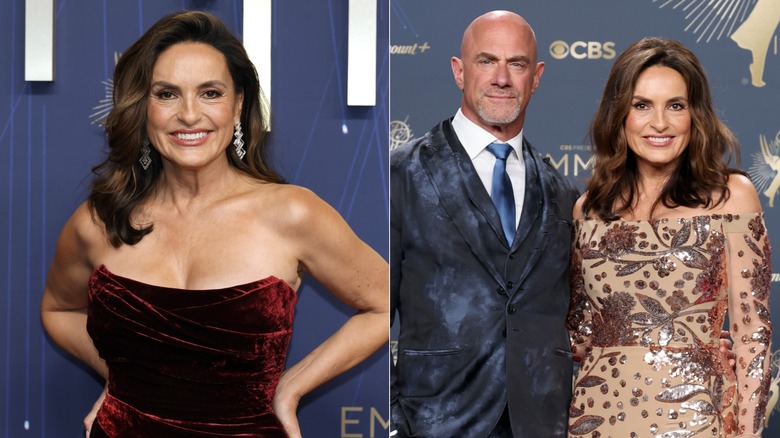 Mariska Hargitay and Christopher Meloni attend the 2025 Emmys