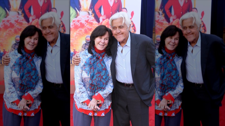 Jay Leno holds his wife, Mavis, close during a 2024 red carpet appearance together