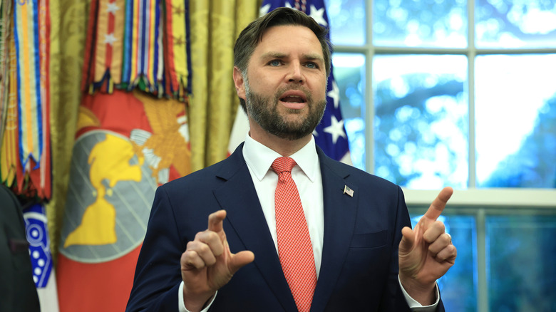 JD Vance gesticulating while speaking
