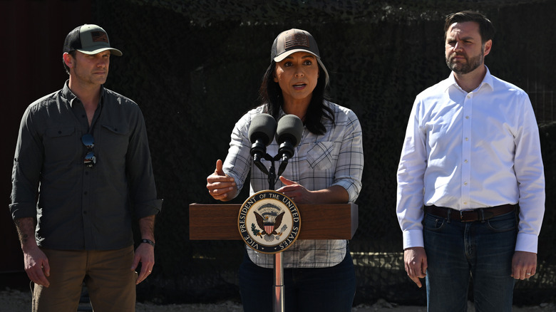 JD Vance stands next to Tulsi Gabbard and Pete Hegseth